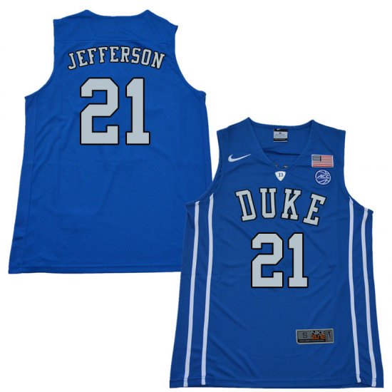 #21 Amile Jefferson Duke 2018 Official Basketball College Jerseys - Men,Blue