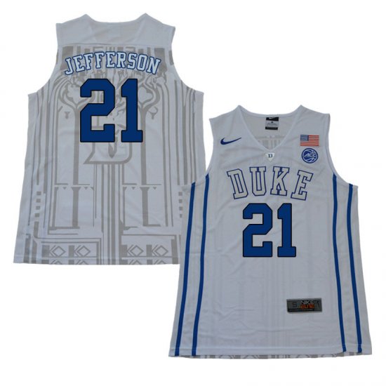 #21 Amile Jefferson Duke 2018 Official Basketball College Jerseys - Men,White