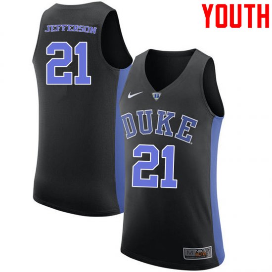 #21 Amile Jefferson Duke Official Basketball College Jerseys - Youth,Black