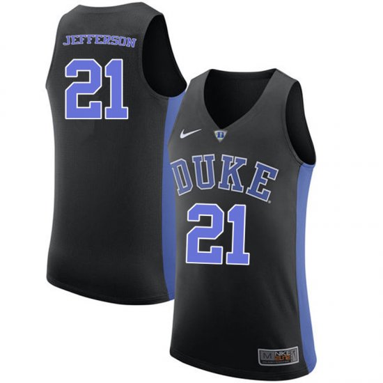 #21 Amile Jefferson Duke Official Basketball College Jerseys - Men,Black