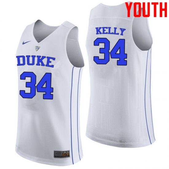 #34 Ryan Kelly Duke Official Basketball College Jerseys - Youth,White