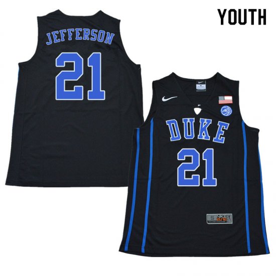 #21 Amile Jefferson Duke 2018 Official Basketball College Jerseys - Youth,Black