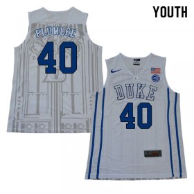 #40 Marshall Plumlee Duke 2018 Official Basketball College Jerseys - Youth,White