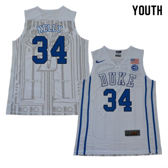 #34 Ryan Kelly Duke 2018 Official Basketball College Jerseys - Youth,White